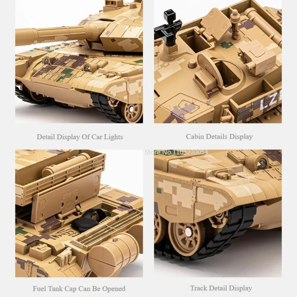 1/32 T99A Tank Model Spray Alloy Die-casting Toy Car with Rotatable Gun Barrel Press Ejection Vehicle Decoration Children's Gift