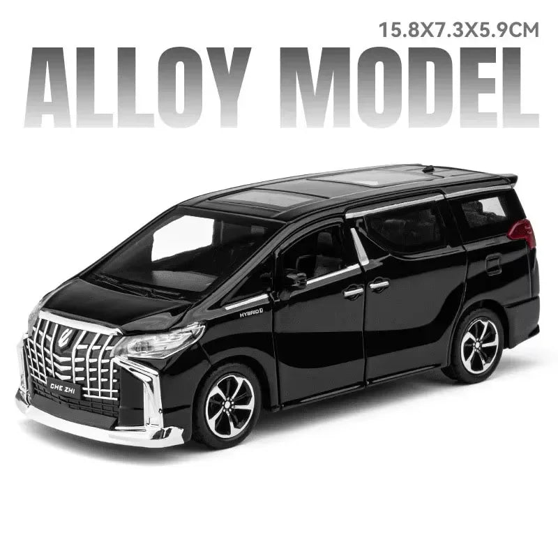 1:32 LAND CRUISER Alphard Toys Models Cars Diecast Alloy Vehicle Rubber Tire 6 Doors Opened Sound Light Pull Back Toy Collection