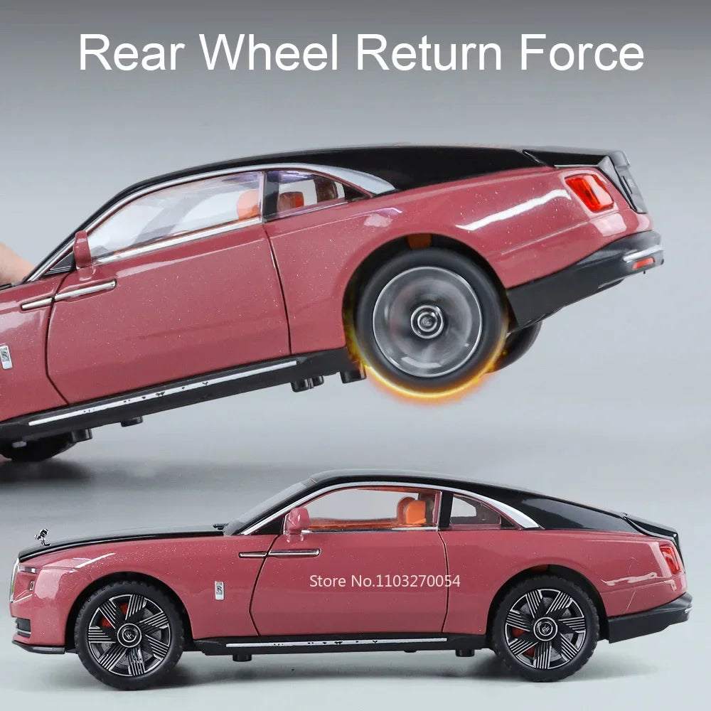 1:24 Rolls Royce Spectre Dawn Alloy Street Cars Model Door Opened Sound Light Pull Back Front Wheel Steering Vehices Adult Gifts