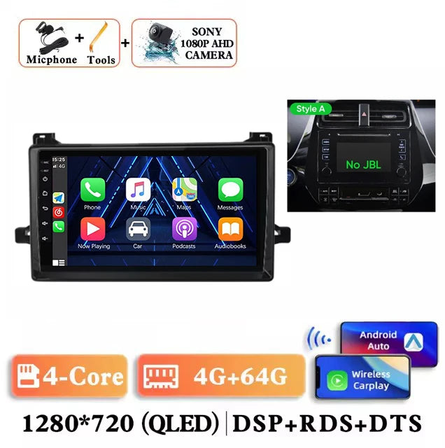 Android 15 Car Radio For Toyota Prius XW50 2015 - 2020 AI Voice Wireless Carplay Multimedia Video Player Navigation GPS Stereo