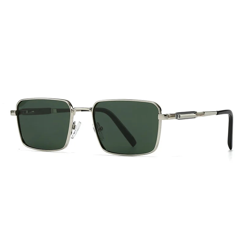 JNPCXI Polarized Fashion Rectangle Sunglasses Women Retro Tea Tea Rivets Men Punk Sun Glasses Shades UV400