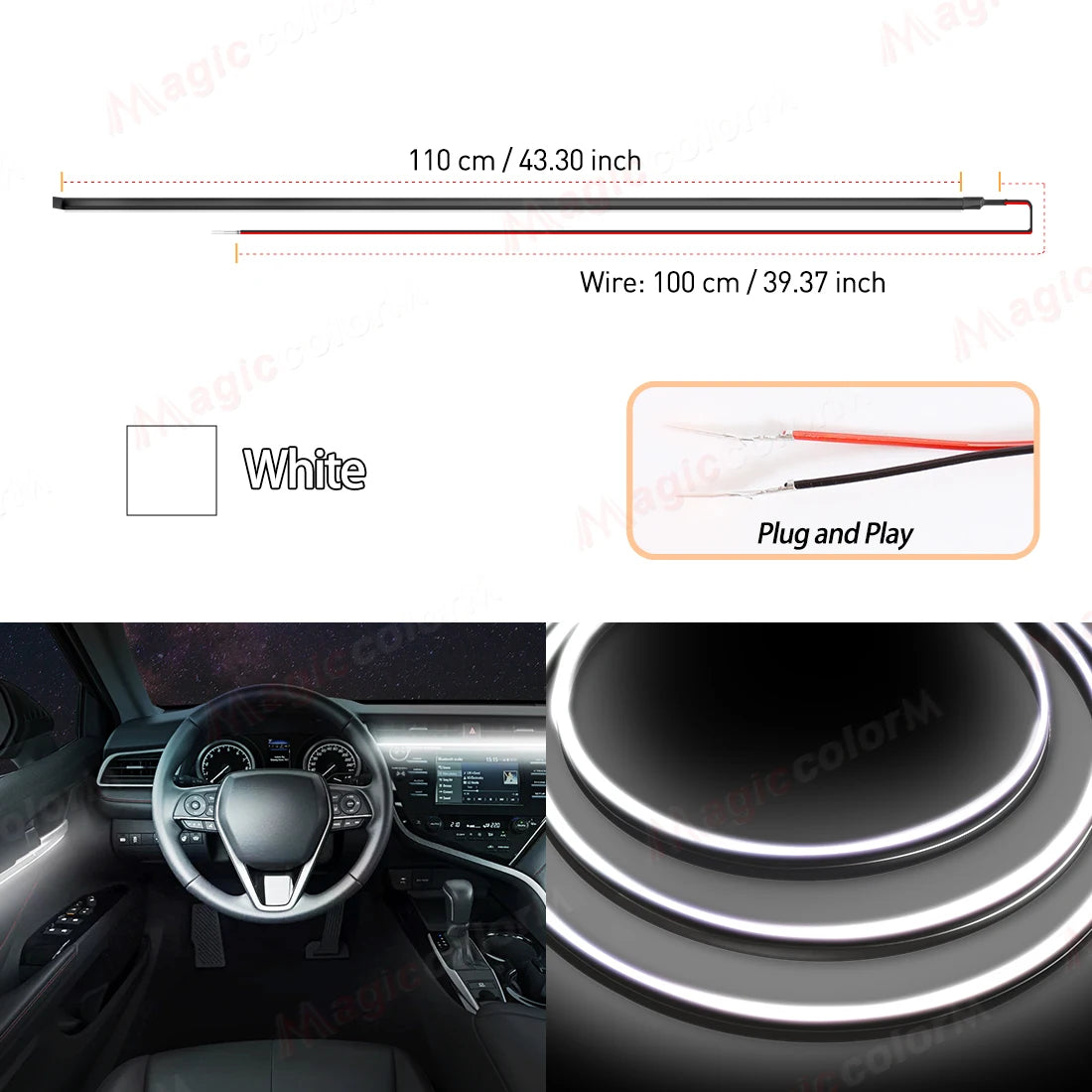 Car LED Ambient Light Car Interior Decorative Lamp For Universal DIY Flexible Hidden Cuttable Acrylic Strip High Density Colour