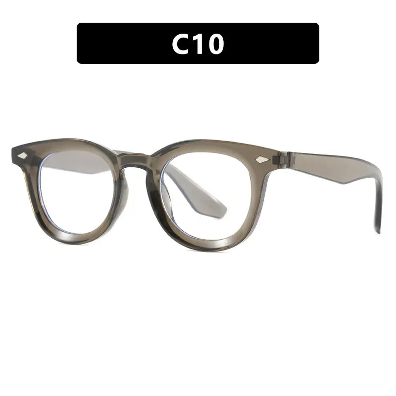 JNPCXI Retro Round Men Sunglasses Fashion Clear Ocean Lens Shades UV400 Women Trending Rivets Sun Glasses