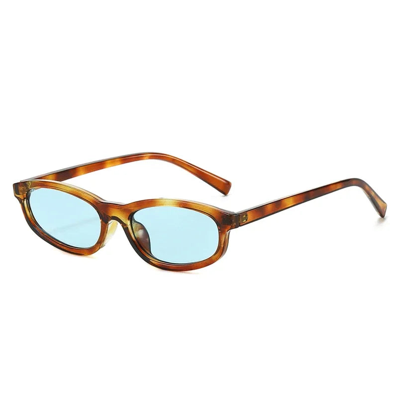 JNPCXI New Fashion Small Cat Eye Women Sunglasses Retro Leopard Tea Shades UV400 Men Trending Sun Glasses