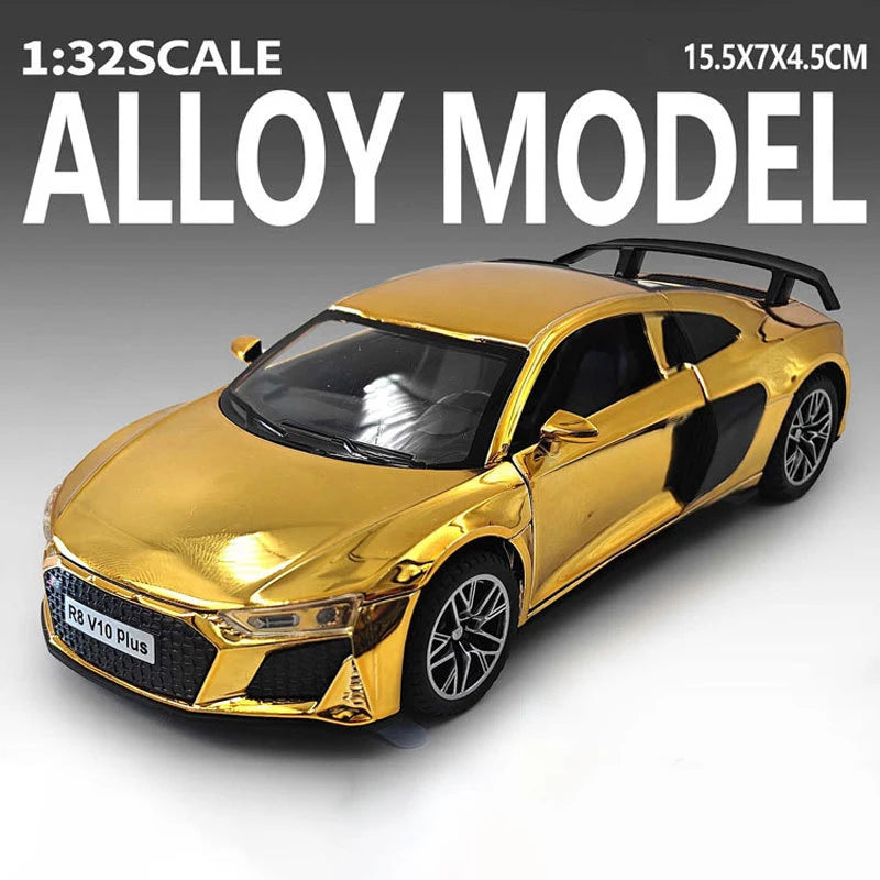 1:32 R8 V10 Plus Lambor URUS Alloy Diecast Model Toys Car Doors Opened Sound Light Pull Back Miniature Vehice Kids Birthday Gift