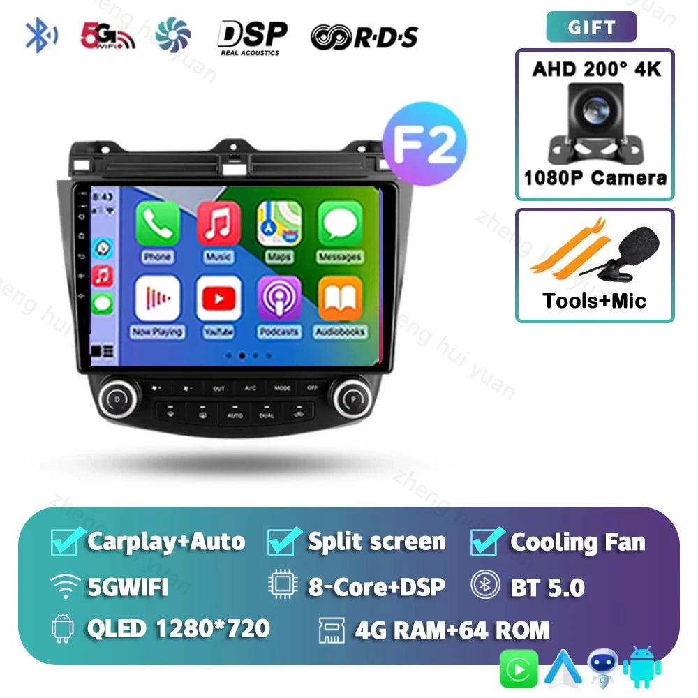Android 14 For Honda Accord 7 2002 - 2008 CarPlay Auto 360 Camera Car Radio Multimedia Video Player GPS stereo Head Unit 4G WIFI