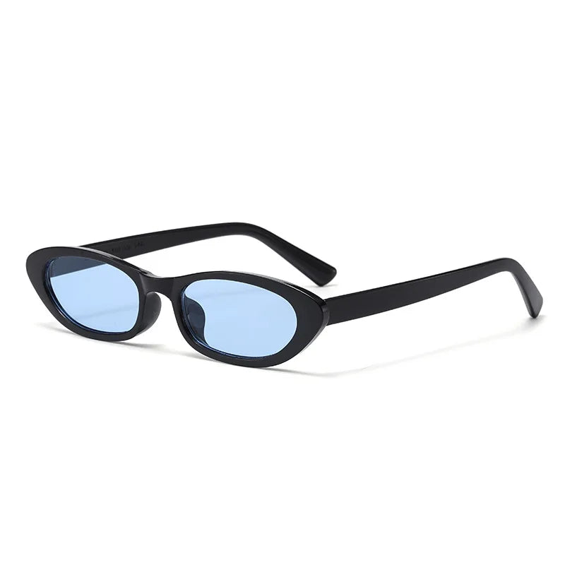 JNPCXI New Women's Black Sunglasses Fashion Small Oval Frame Sun Glasses Ladies Retro Oval Eyewear Shade UV400