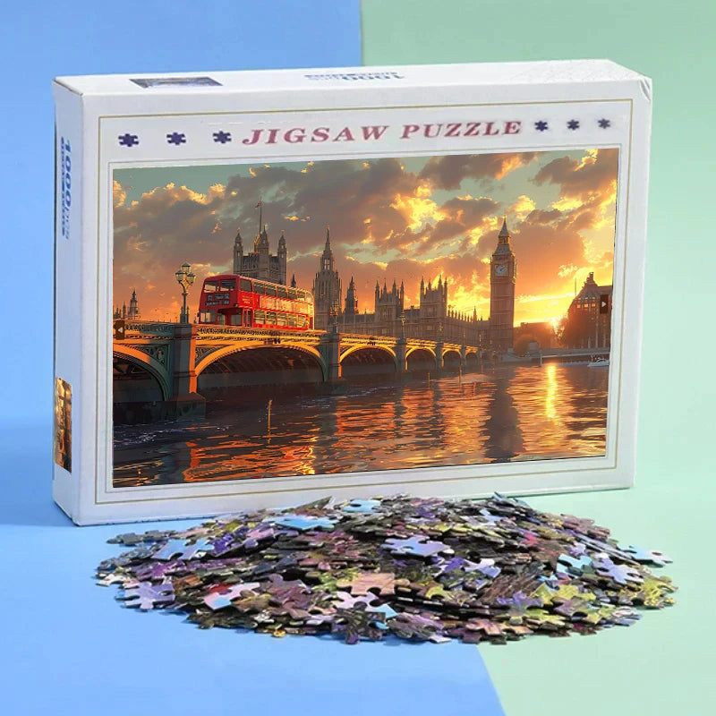 Paper Adult Jigsaw Puzzle 1000 Pieces Puzzle Toys Landscape Dusk City Puzzle Decorative Painting Exercise Brain Thinking