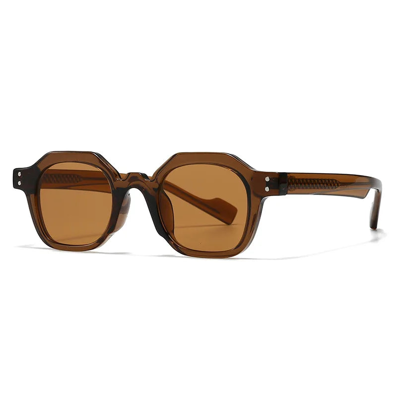 JNPCXI New Fashion Square Women Sunglasses Shades UV400 Fashion Green Gradient Men Punk Rivets Sun Glasses