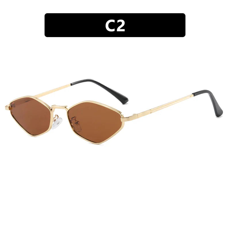 JNPCXI Polygon Women Fashion Sunglasses Shades UV400 Retro Rivets Metal Men Trending Sun Glasses