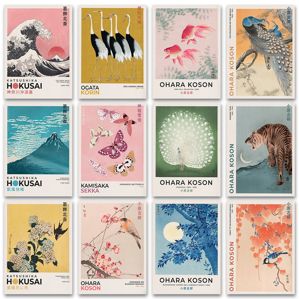 Japan Print Canvas Wall Art Poster Hokusai Great Wave Kanagawa Decor Unframed10