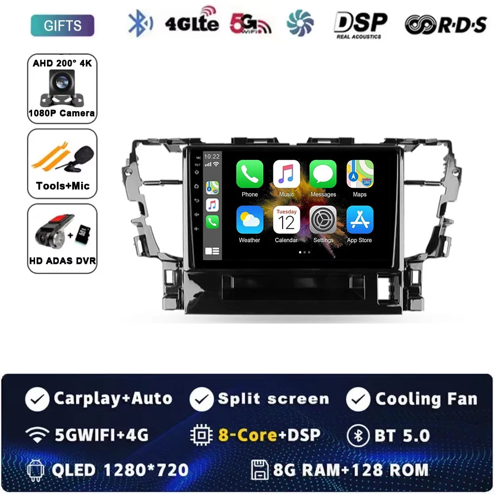 For Toyota Alphard H30 2015 - 2020 Android 15 Car Radio GPS Navigation QLED Carplay Auto Multimedia Stereo Player BT