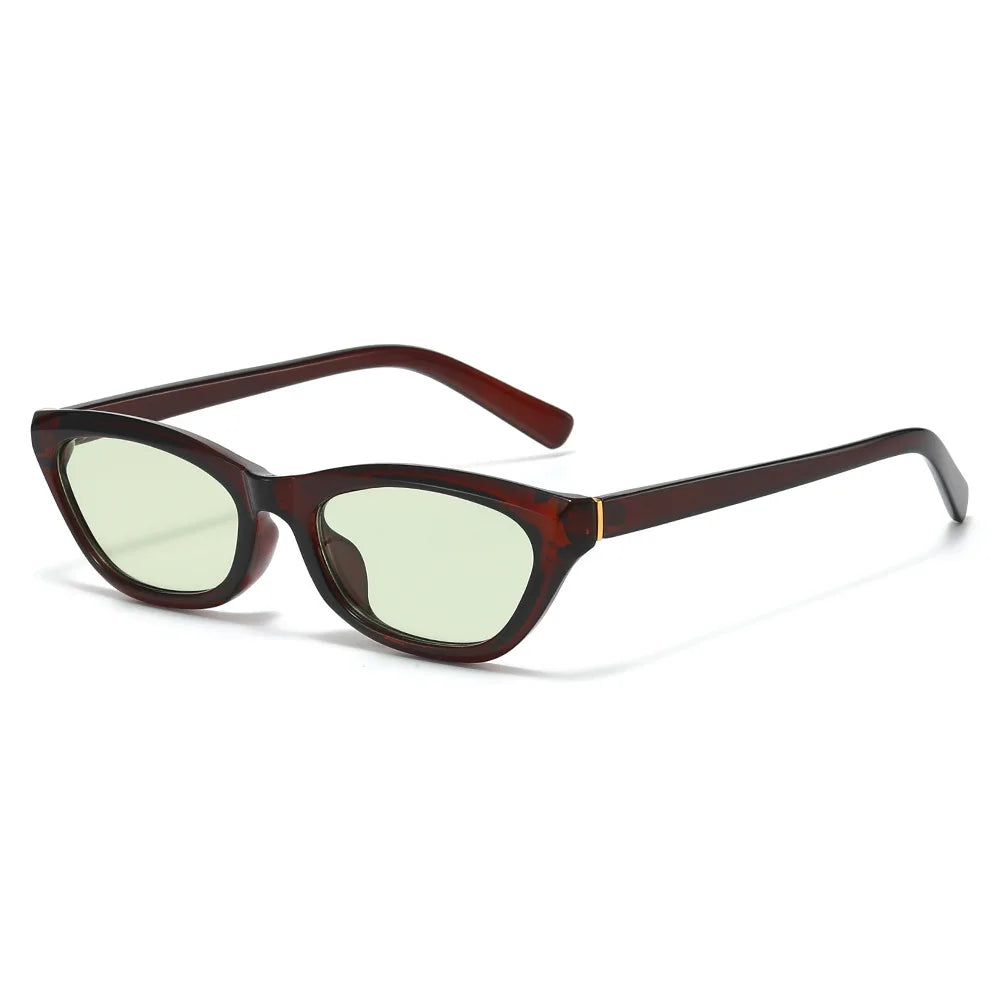 JNPCXI New Fashion Candy Color Small Black Tea Cat Eye Women Sunglasses UV400 Retro Men Sun Glasses