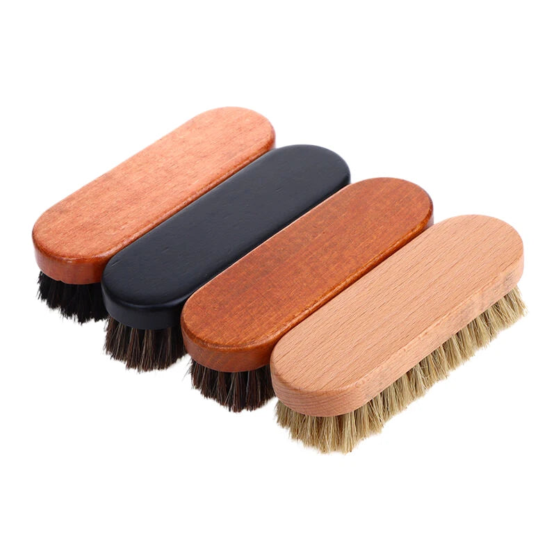 Handle Details Polishing, Cleaning Brush Horse Hair Wood Brush Leather Shoe Care