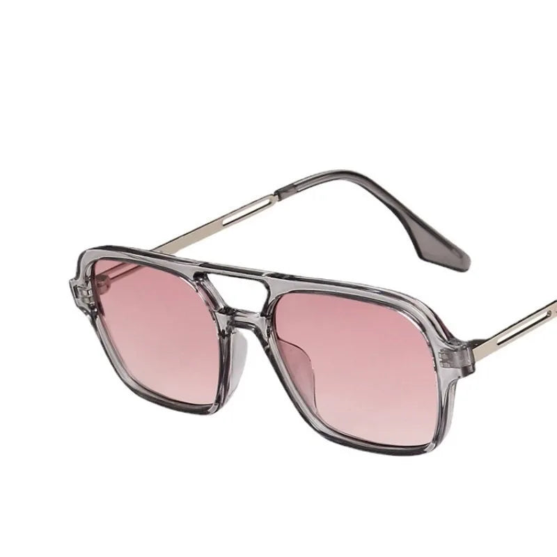 European American Trendy Vintage Double Beam Men Women Sunglasses Ocean Piece Unique Large Frame