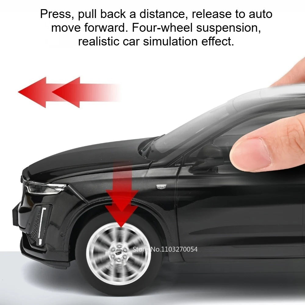 1:24 XT6 X5M Miniature Toy Diecast Alloy Model Car Front Wheel Steering with Sound Light Pull Back Vechie Exquisite Collectibles
