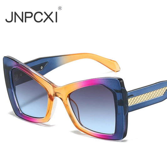 JNPCXI New Fashion Square Oversized Double Color Women Sunglasses Retro Gradient Lens Shades UV400 Men Trending Sun Glasses