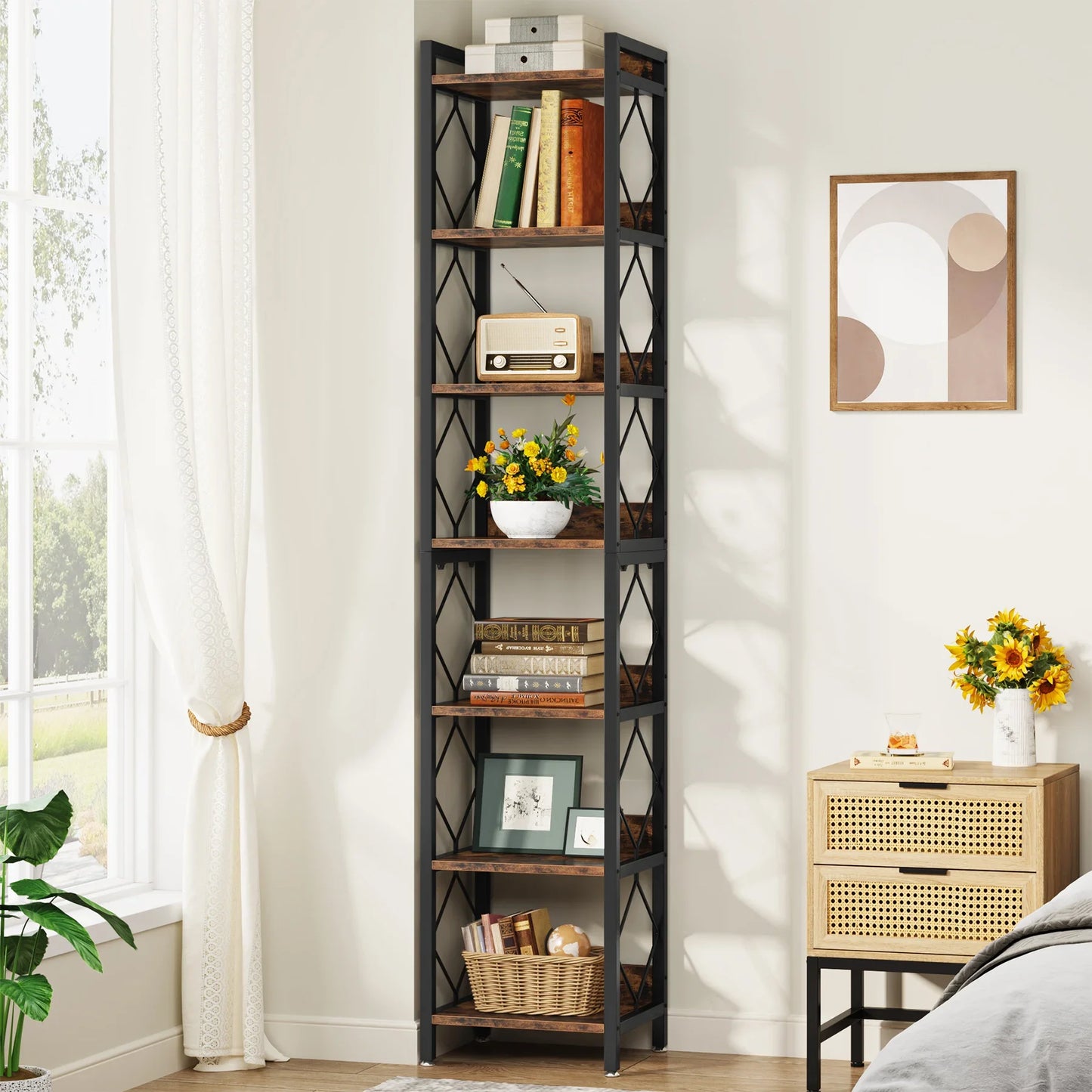 Tribesigns 78.7" Extra Tall Narrow Bookshelf, 7 Tier Freestanding Home Bookcase