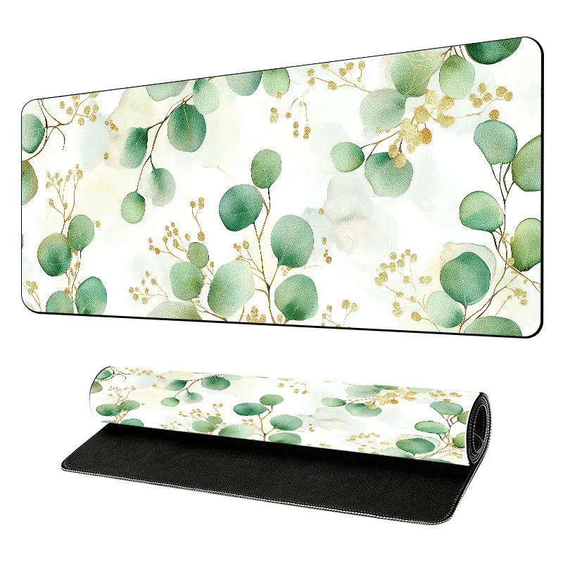 Colorful Large Mouse Pad, Floral Desk Mat for Desktop, Women Girls Leather Waterproof Mousepad,  Writing Pads for School Office