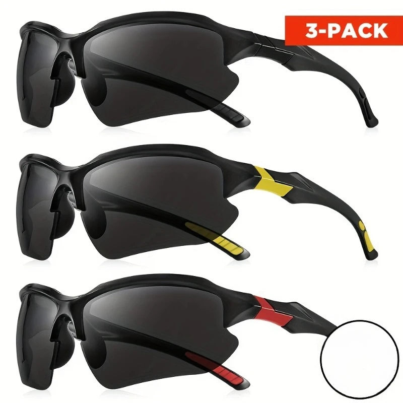 3 Piece Set of Men's Sports Sunglasses for Cycling Running Fishing UV Protection Sunglasses