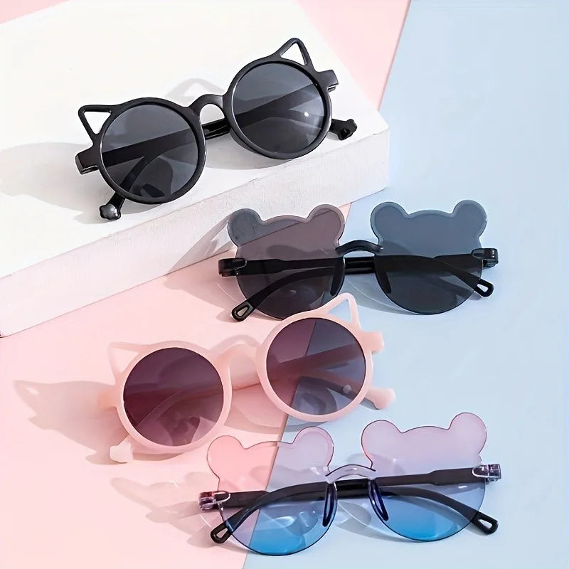 6/4 Cute Box and Bear Ear Cat Eye Shaped Fashionable Activity Glasses, Suitable for Pool Parties, Birthday Gifts