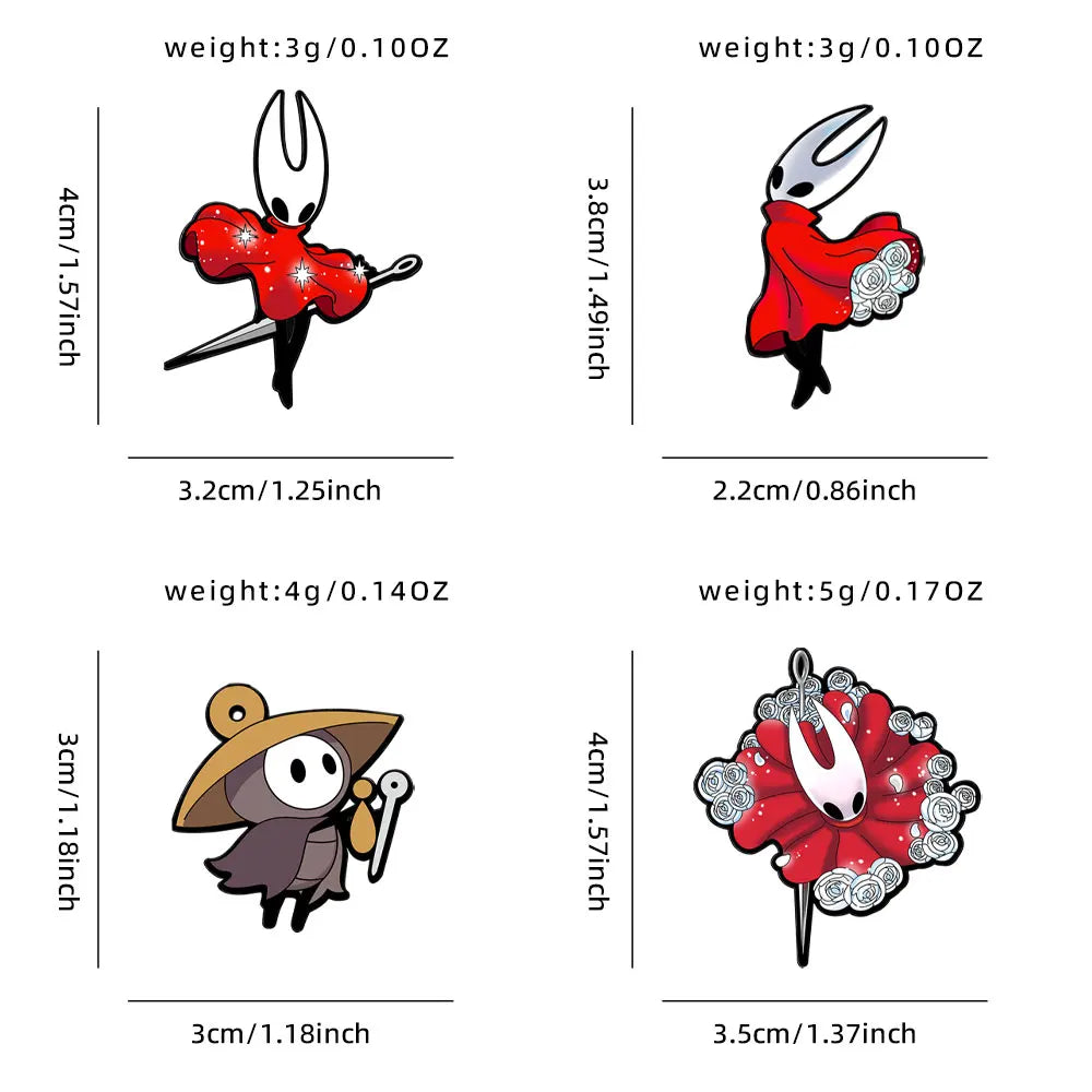 4pcs Hollow Knight Silksong Enamel Pin Set Cartoon Brooch Lapel Pins for Backpacks And Clothes Accessories Gift