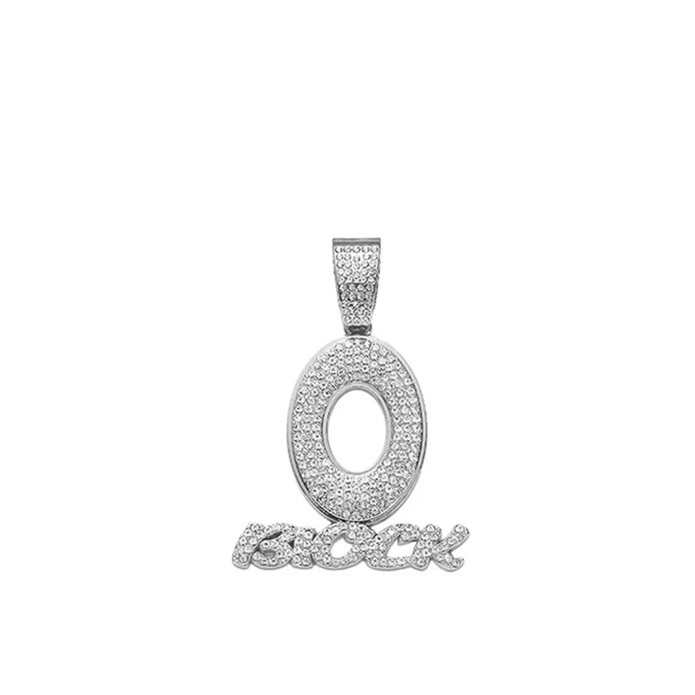 Trendy Hip Hop Letter Charm Letter O Block Pendant Necklace For Women Men Bling  Iced Out Cuban Chain Necklaces Charm Jewelry