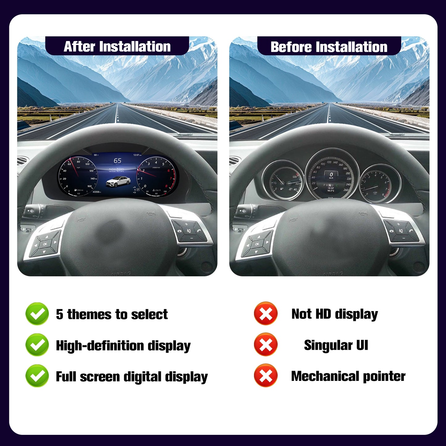 Digital instrument cluster suitable for Mercedes-Benz C/GLC W205/W253 2015-2018 models LCD cluster instrument speedometer