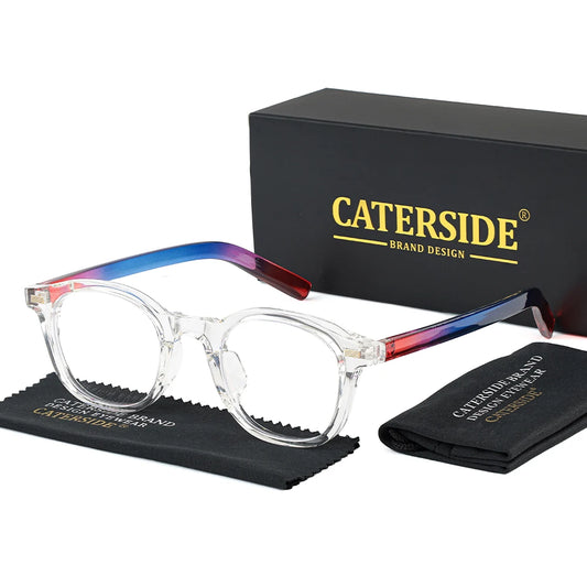 CATERSIDE New Vintage Square Plain Glass Spectacles Men Women Tr90 Frame High Quality Eyewear Transparent Lenses Eyeglass Frame