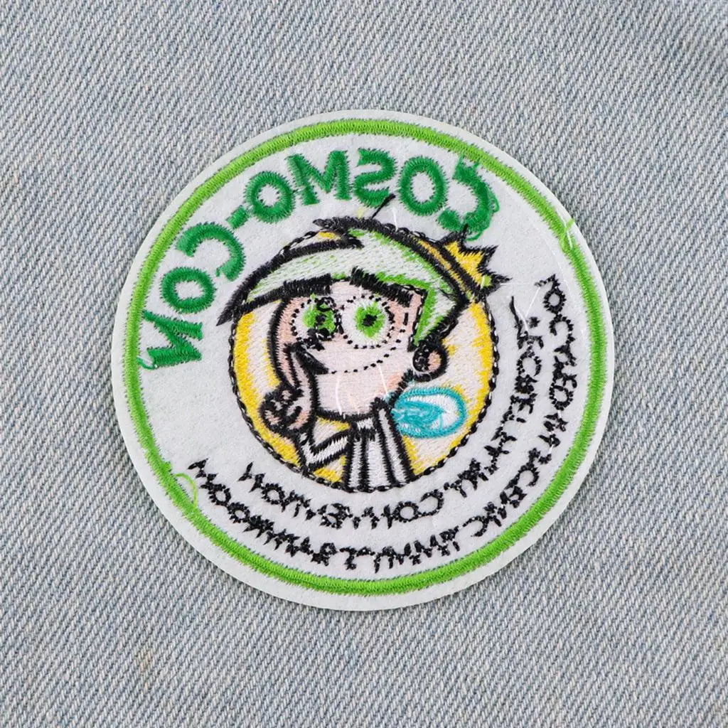 Funny Green Hair Boy Cartoon Patches for Clothes Embroidery Appliques Clothing Accessories Stickers Iron on Patches Stripes