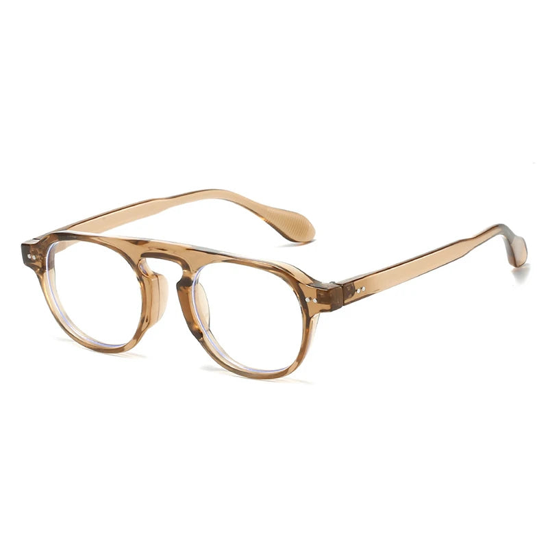 JNPCXI New Retro Rivets Round Punk Sunglasses Women Shades UV400 Fashion Men Clear Lens Frame
