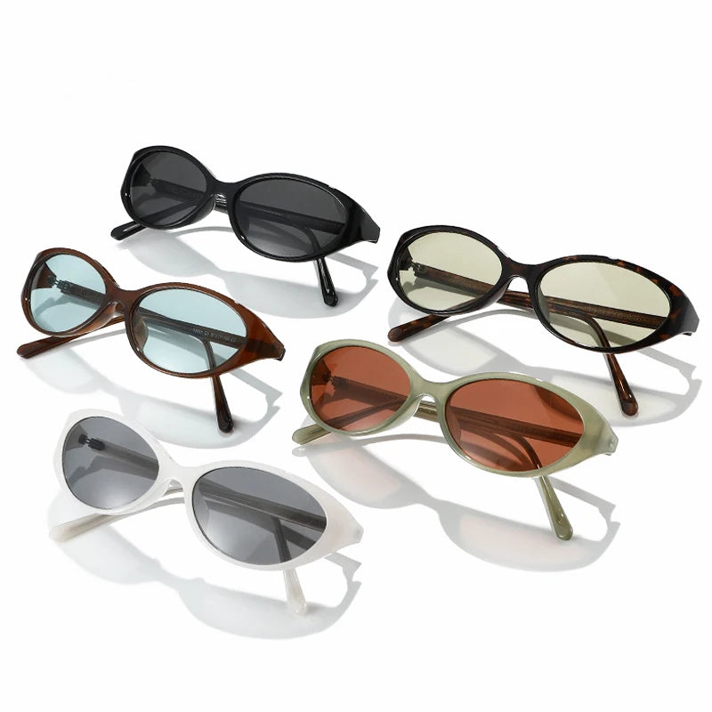 JNPCXI Small Oval Women's Sunglasses Fashion Leopard Brown Hot Sun Glasses Female Retro Colorful Shade Eyeglass