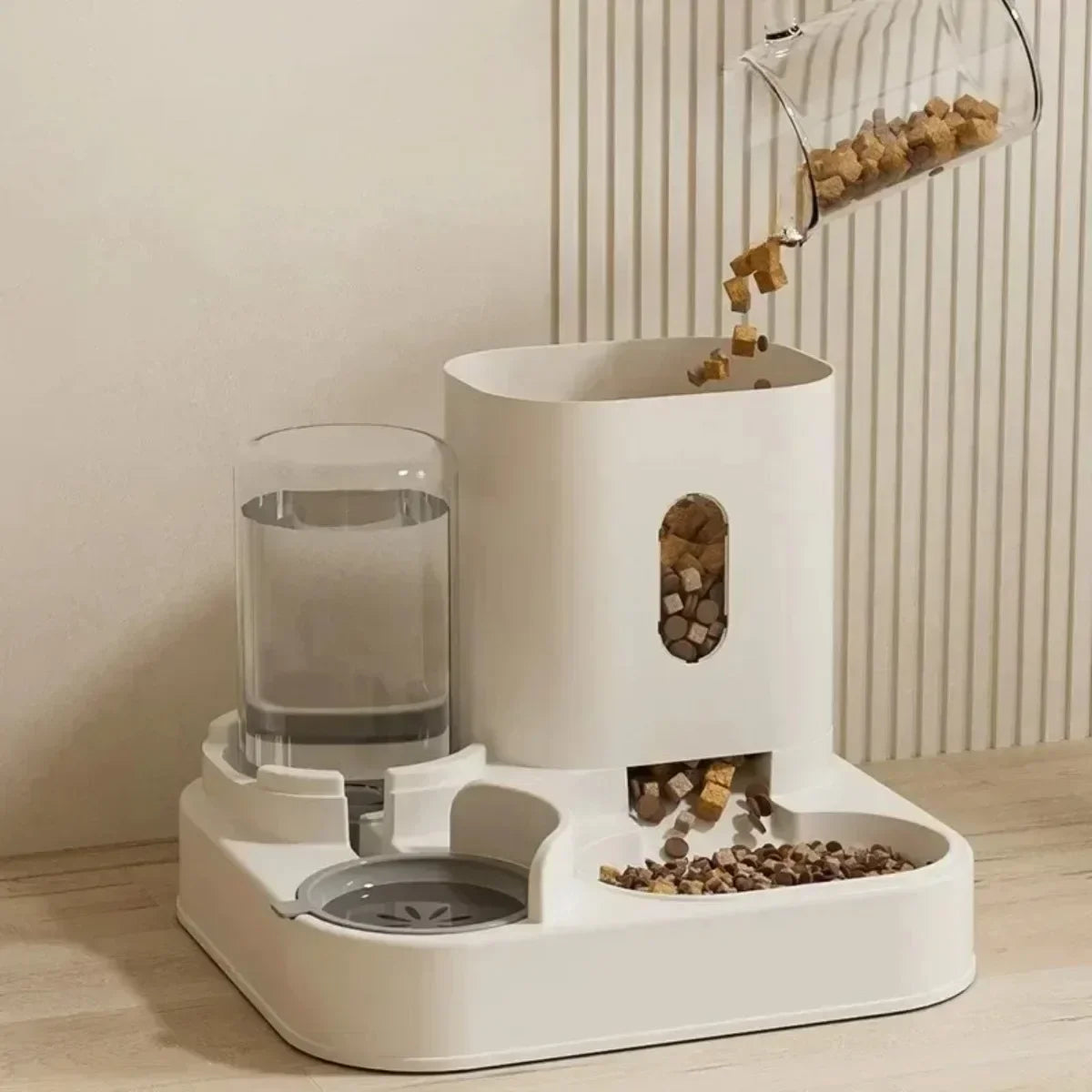Automatic Pet Feeder with Water Fountain, Large Capacity Food & Water Dispenser