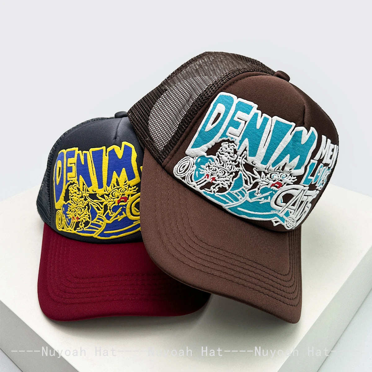 New Unisex 3D Printed Colored Letter Personal Baseball Hats Sunshade Hip Hop Breathable Color Block Trucker Caps Mesh Versatile
