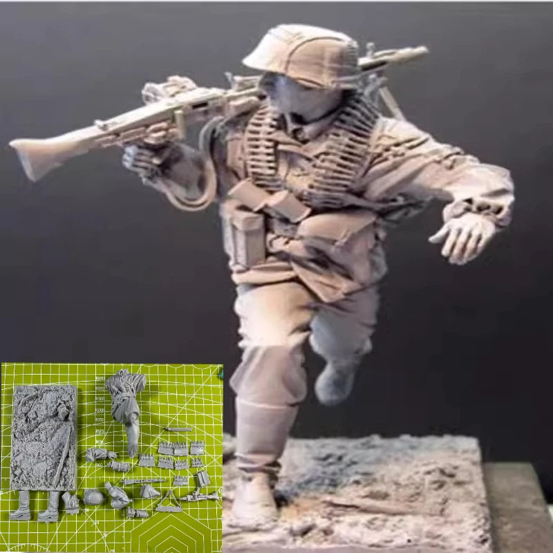 1/16 Casting Resin Model Grey Kit Normandy Frontline Soldier Model Requires Assembly Unpainted