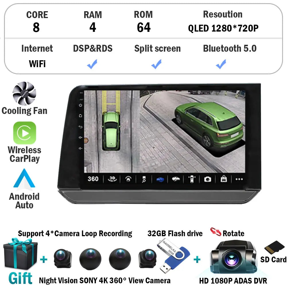 10" Android 15 Car Stereo for Nissan Note 2021 2022 Radio Touch Screen Carplay+Auto GPS WIFI 4G Navigation Autoradio Head Unit