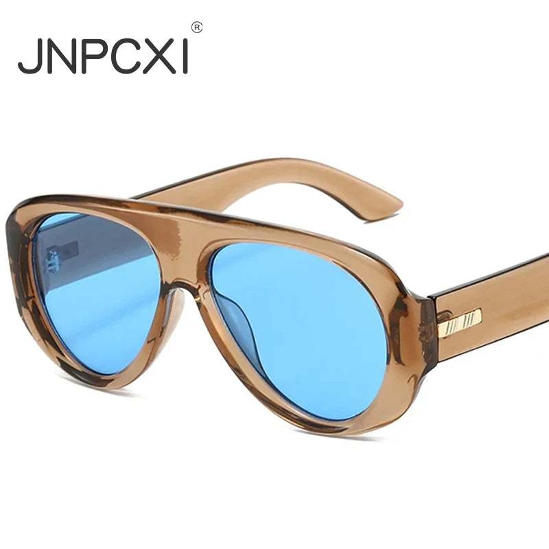 JNPCXI New Retro Large Sunglasses for Women Fashion Wide Legs Sun Glasses Gradient Color Glasses Goggles