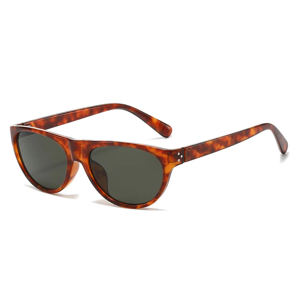 JNPCXI New Fashion Pilot Cat Eye Sunglasses Women Retro Rivets Shades UV400 Men Clear Lens Frame