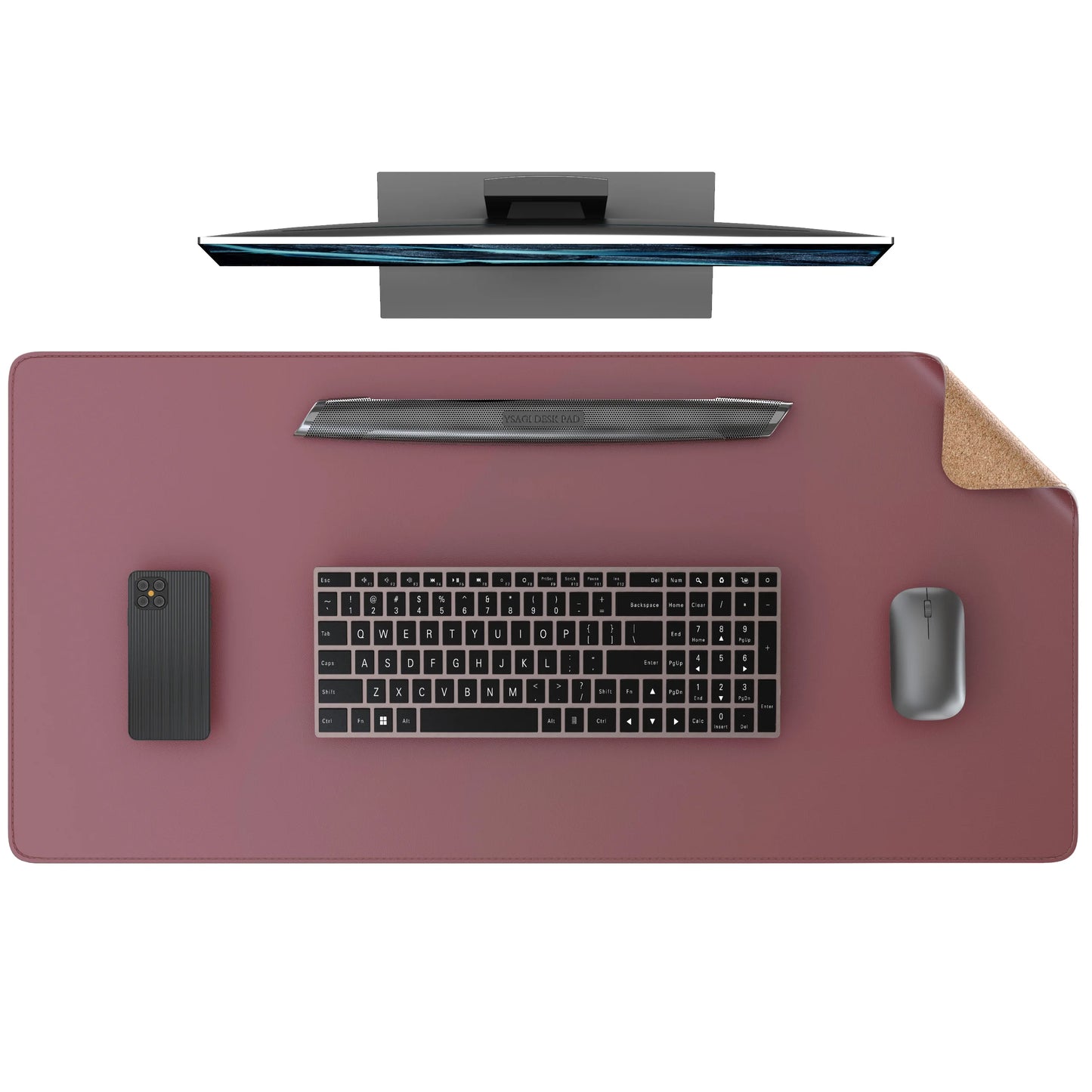 Dual Sided Desk Mat,Leather Desk Pad,Black Cork Desk Mat Protector,Large Mouse Pad,Desk Writing Pad for Office and Home