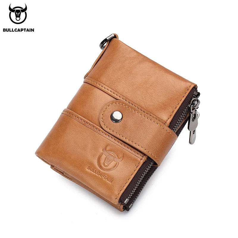 BULLCAPTAIN Men's Genuine Leather Wallet Rfid Function High Quality Leather Fashion Chain Multifunctional Men's Pocket Wallet