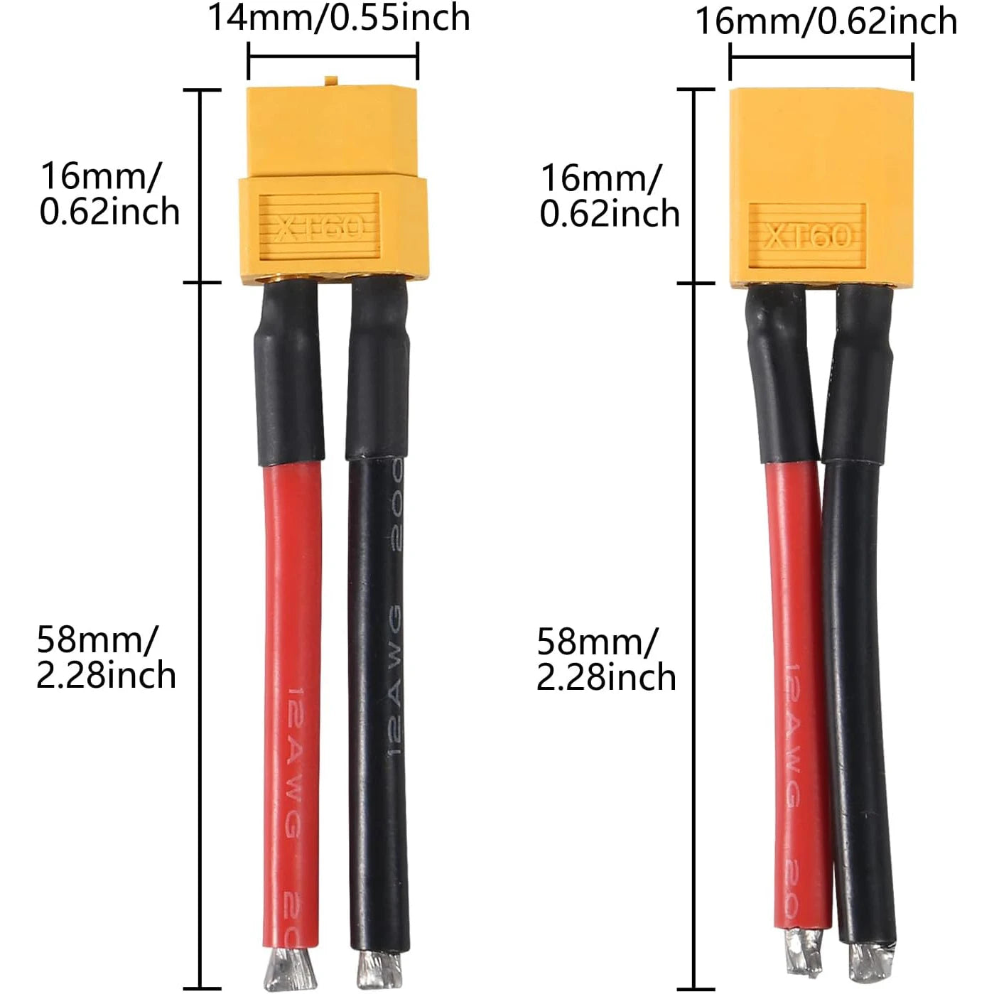 3 Pairs XT60 Plug Female and Male Connector with 55mm/ 2.17inch 12AWG Silicon Wire for RC Lipo Battery Cable Drone