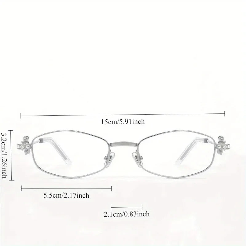 Shiny Rhinestone Metal Eyeglass Frame Women's Gold Wire Thin Frame Fashionable Flat Mirror Trendy Suitable for Daily Matching