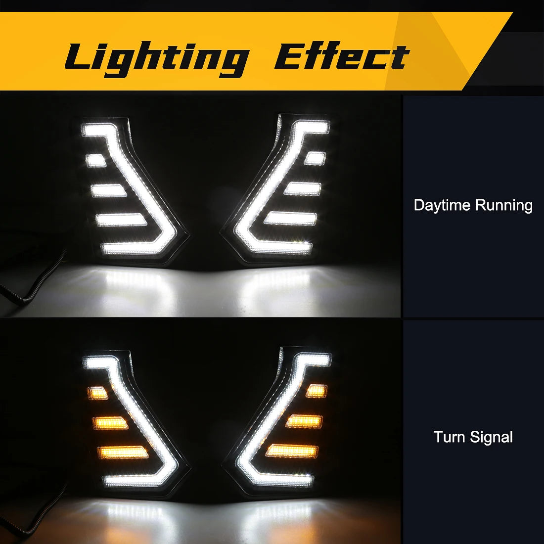 For Toyota Tacoma 2024 LED DRL Daytime Running Lights Fog Lamps Front Bumper Driving Headlights White Yellow Car Accessories 12V