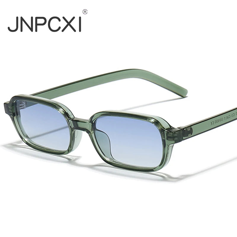 JNPCXI New Fashion Small Rectangle Sunglasses Women Shades UV400 Leopard Green Men Punk Sun Glasses