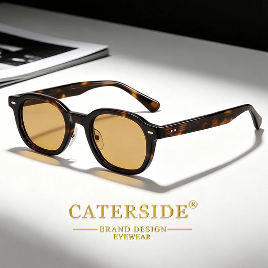 CATERSIDE New Retro Men's Sunglasses High Quality Acetate Round Frame Sun Glasses Women's Party Travel Outdoor Glasses UV400