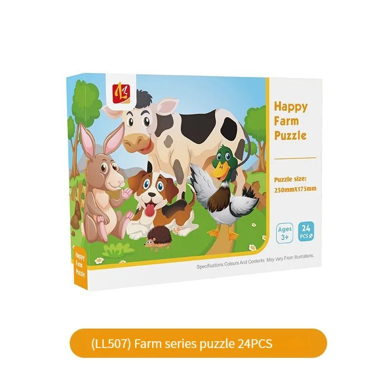 24PCS Kids Puzzle Cute Animal Undersea Cartoon Low Difficulty  Drawing Small Challenge Educational Toys Gifts Kindergarten Toys