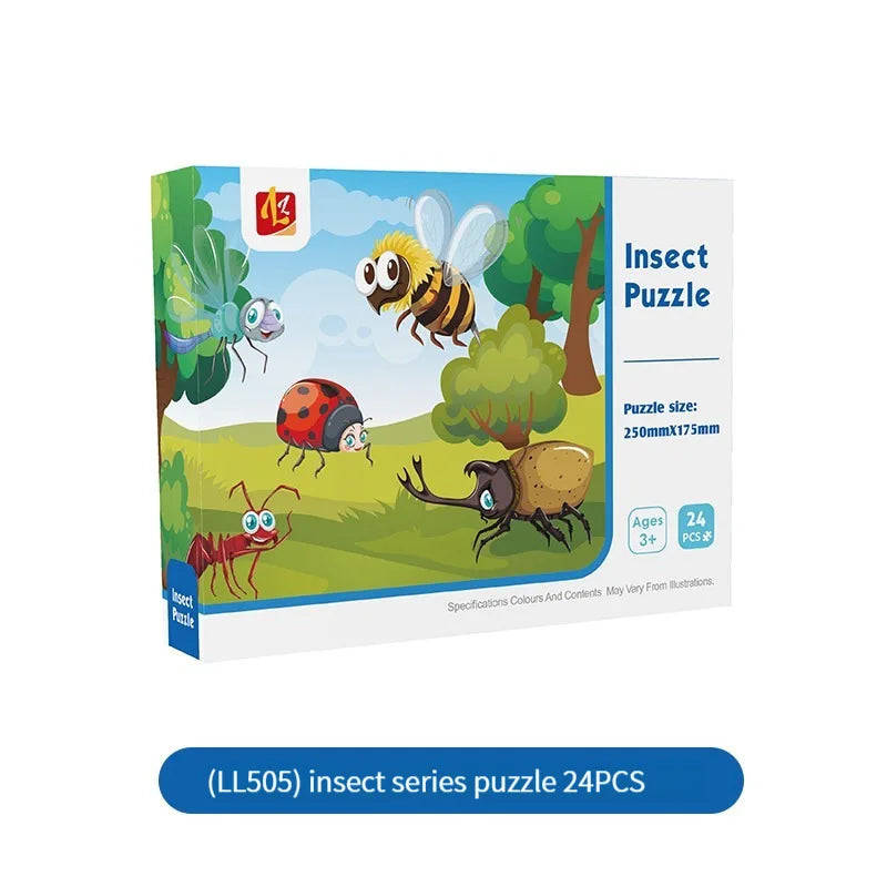 24PCS Kids Puzzle Cute Animal Undersea Cartoon Low Difficulty  Drawing Small Challenge Educational Toys Gifts Kindergarten Toys