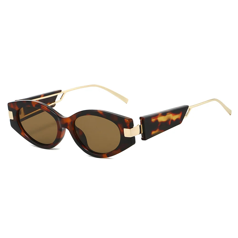JNPCXI New Ins Popular Fashion Cat Eye Sunglasses Women Shades UV400 Retro Men Oval Lens Punk Sun Glasses