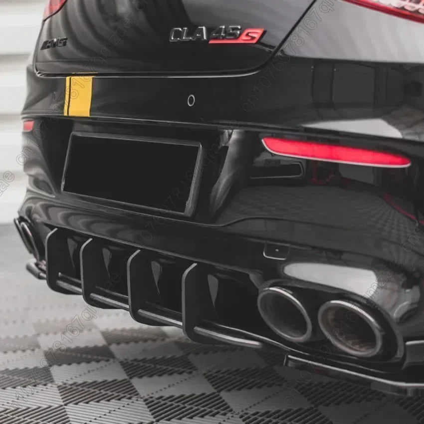 For Mercedes Benz CLA Class C118 CLA35 CLA45 AMG 2020-2024 Rear Bumper Diffuser Spoiler Splitter Lip Canard Body Kit ABS Black