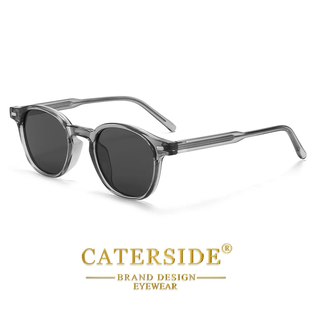 CATERSIDE Polarized Round Sunglasses Men TR Frame Core Insert Leg Sun Glasses Women Set Retro Driving Fishing Punk Eyewear UV400